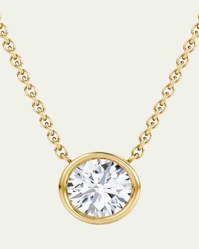 Round Bezel-Cut Lab Grown Diamond Solitaire Necklace, 0.75tcw